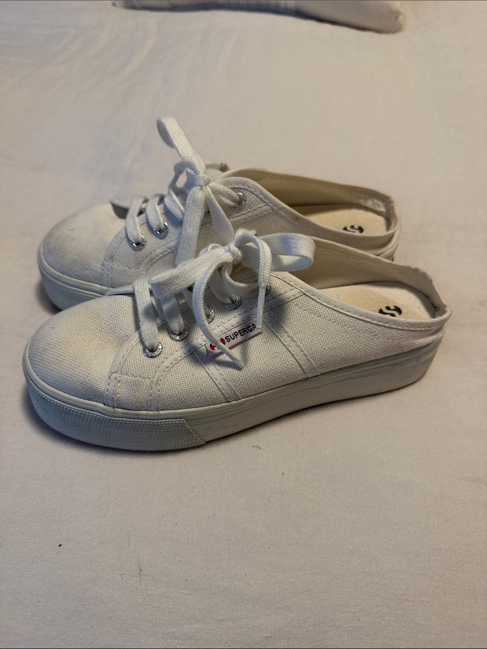 Superga White Canvas Mule Sneakers